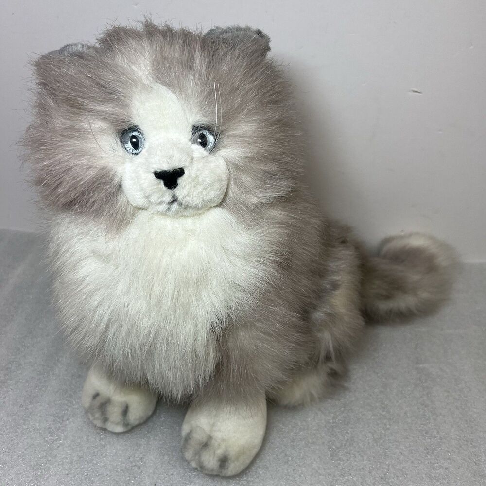 Russ Yomiko Collection by Russ Stuffed Persian Cat Kitten Gray Eyes Sitting 12"